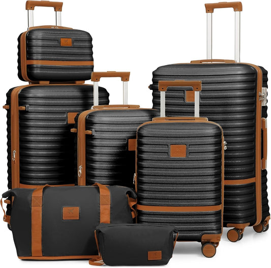 Joyway Luggage Set 7 Piece Suitcase Sets with Spinner Wheel,Hardside Expandable