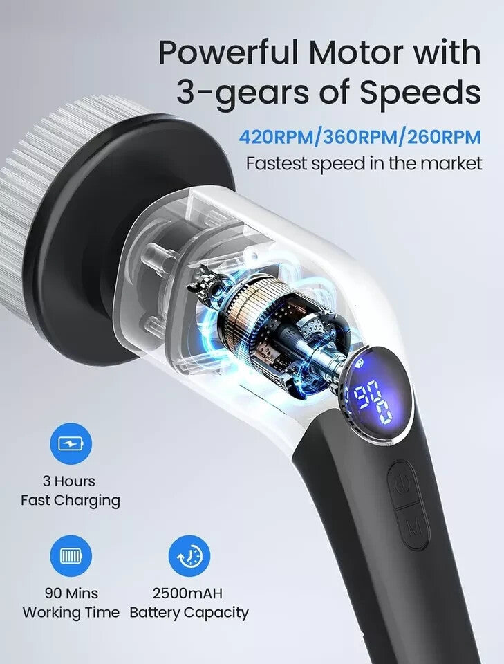Keimi Electric Spin Scrubber, 2023 New Cordless Voice Prompt Shower Cleaning Bru