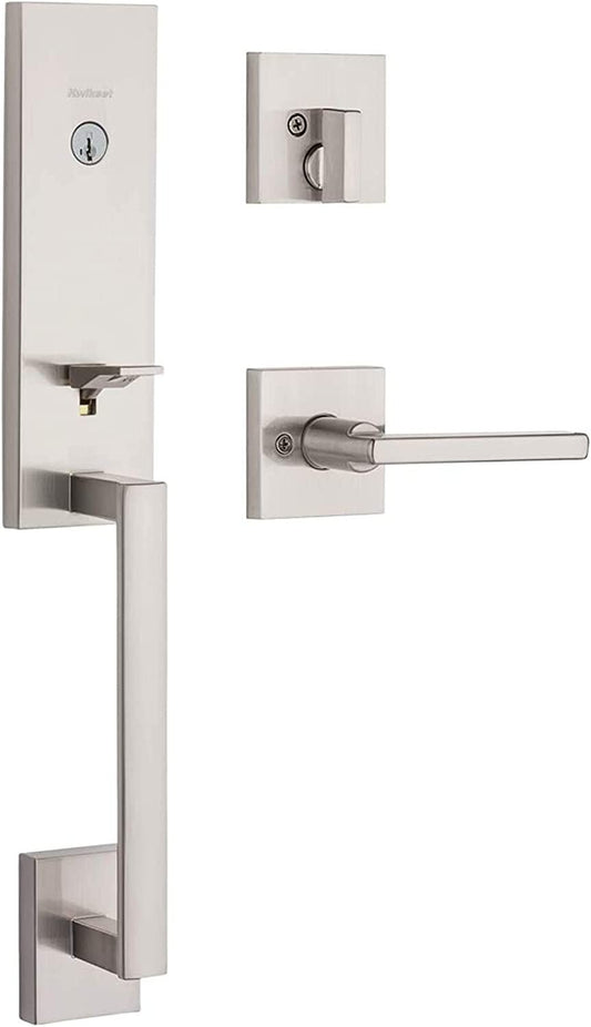 Kwikset Vancouver Low Profile Front Lock Handleset with Microban Satin Nickel