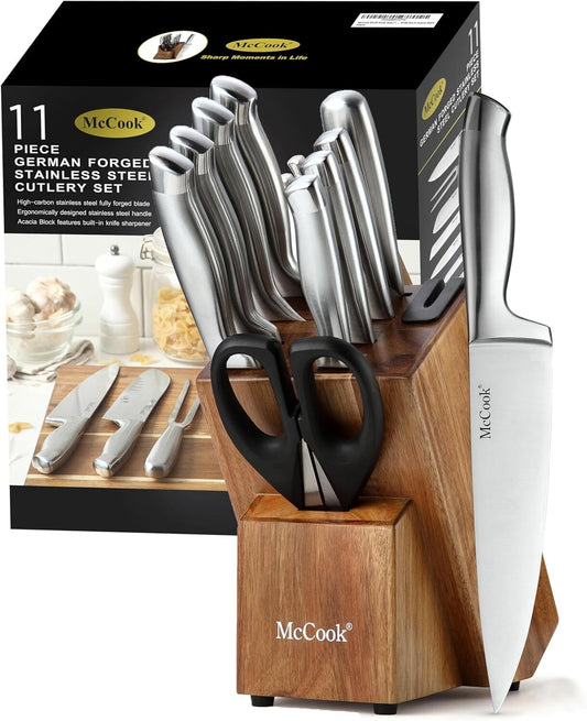 McCook® Knife Sets with Built-in Sharpener,German Stainless Steel Hollow Handle