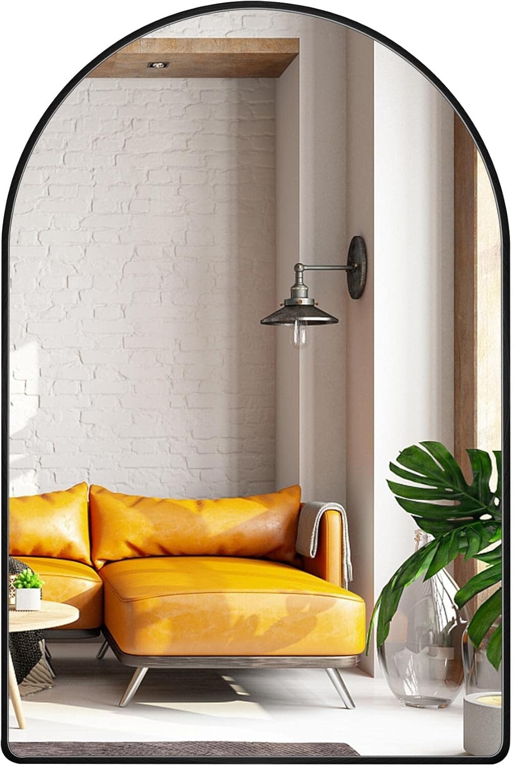 30x40 inch Black Large Arched Mirror for Bathroom Vanity Mirror or Wall Decor