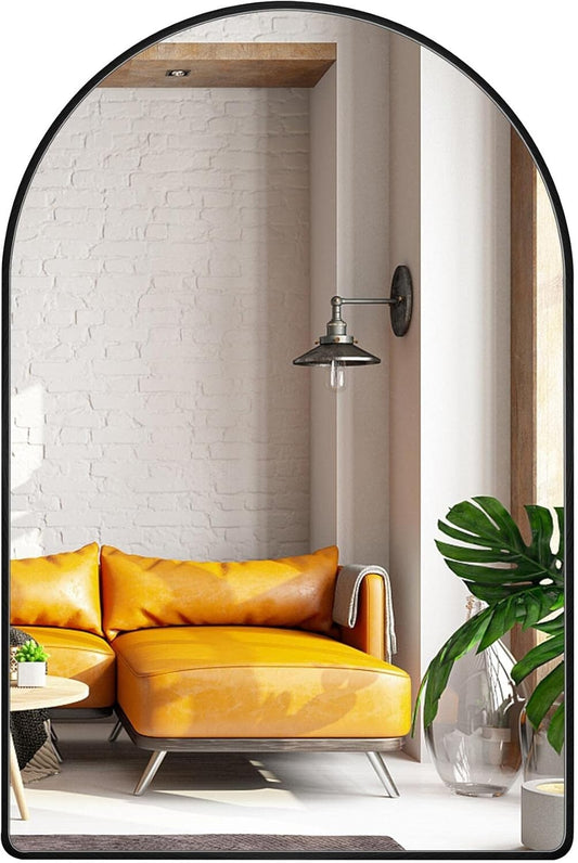 30x40 inch Black Large Arched Mirror for Bathroom Vanity Mirror or Wall Decor