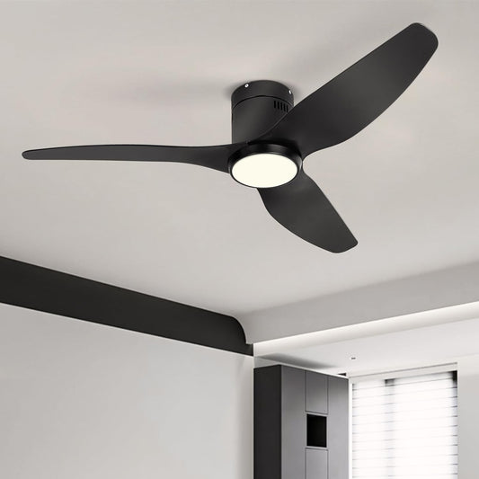 Black Ceiling Fan with Light Remote 52in 6Speed Silent Reversible Motor 3CCT