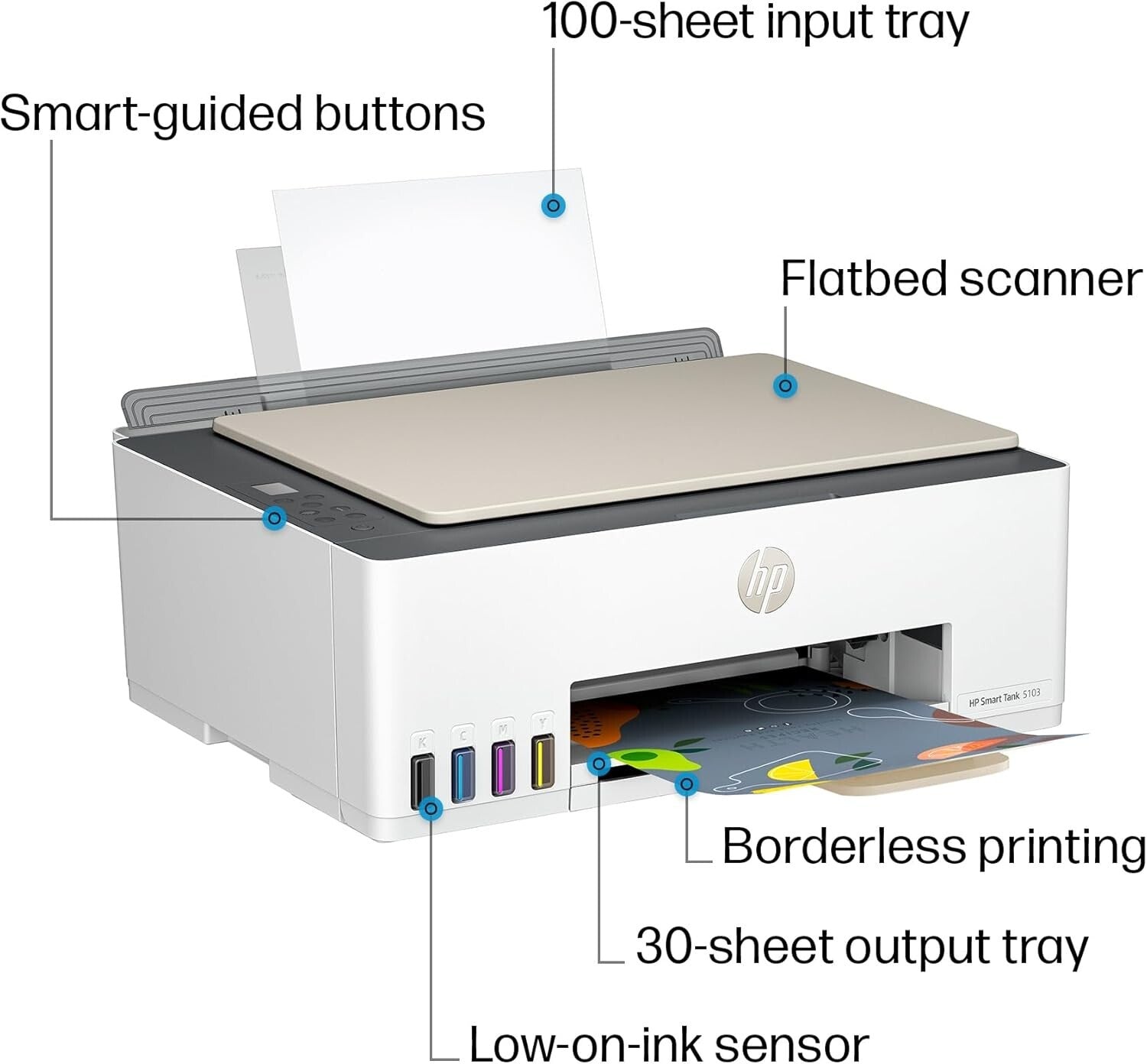 HP Smart Tank 5103 Wireless All-in-One Printer with 2-Year Ink and 100 Sheets