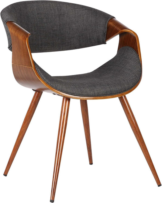Armen Living Butterfly Dining Chair in Charcoal Fabric and Walnut Wood Finish