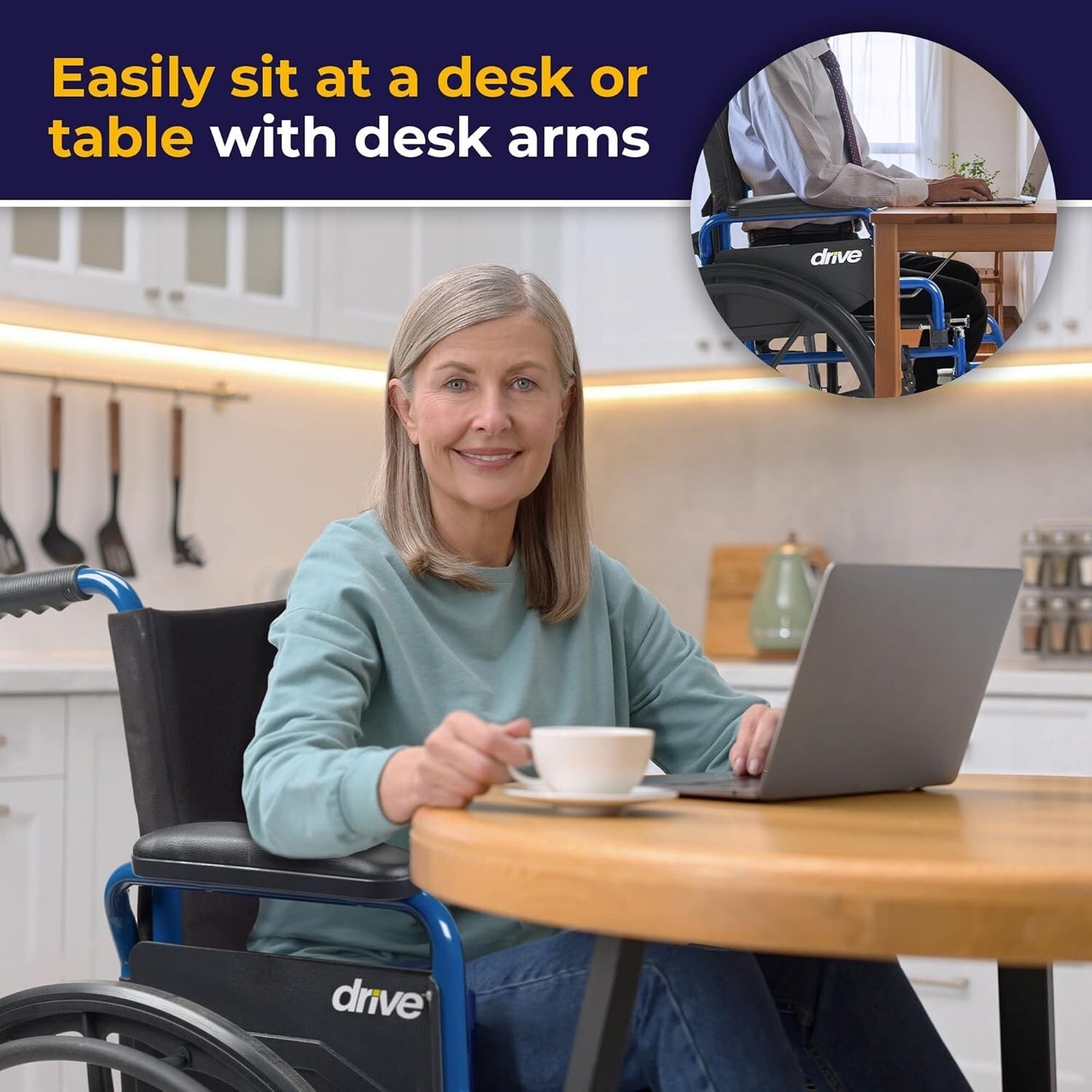 Drive Medical Blue Streak Lightweight Wheelchair 18” with Swing-Away Footrests