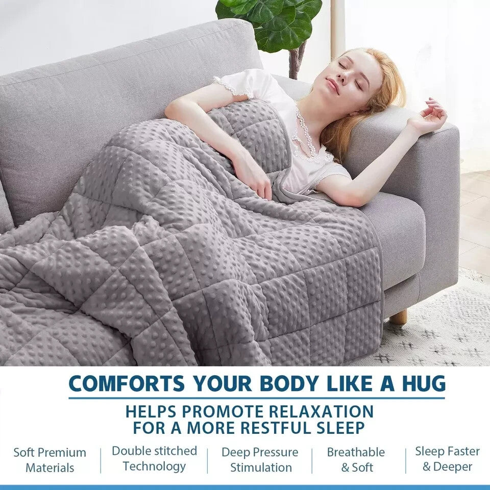 Huloo Sleep Weighted Blanket Twin 15lbs for Adult(48"×78",Gray) Breathable Soft