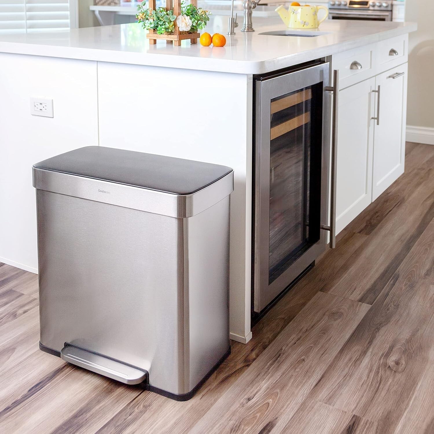 QUALIAZERO 60L/15.8Gal Heavy Duty Hands-Free Stainless Steel Commercial/Kitchen