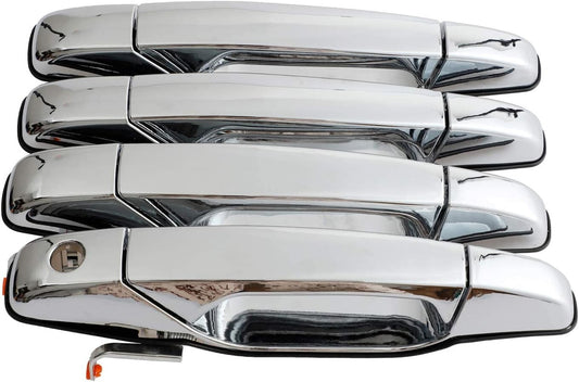 Nakuuly Exterior Chrome Door Handle 4 PCS Front Rear Driver & Passenger Compatib
