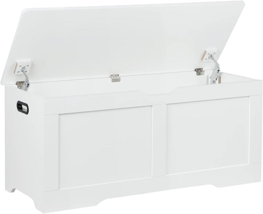 39.4 Inch Storage Chest, Wooden Storage Bench, Toy Chest with 2 Safety Hinges