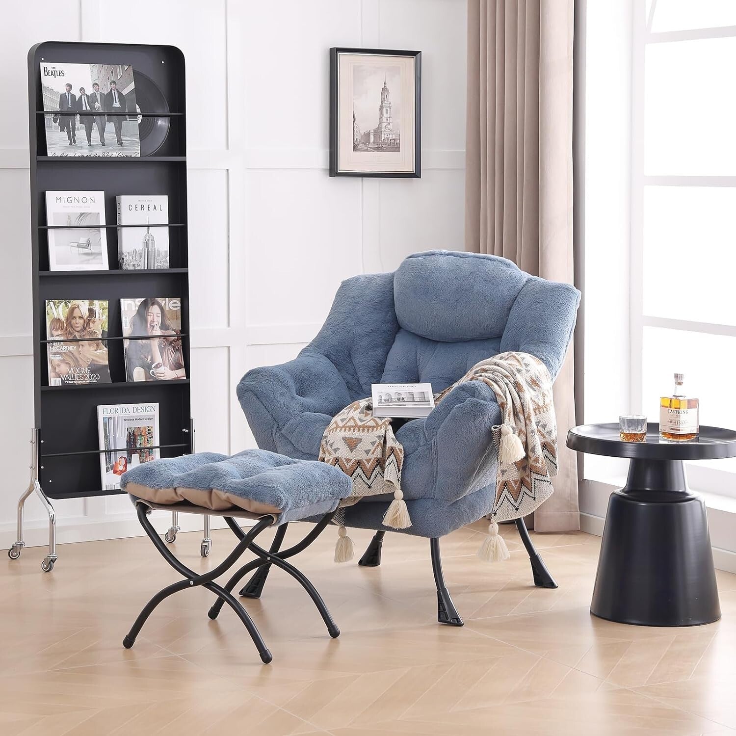LITA Lazy Chair with Ottoman, Modern Accent Leisure Upholstered Sofa Chair