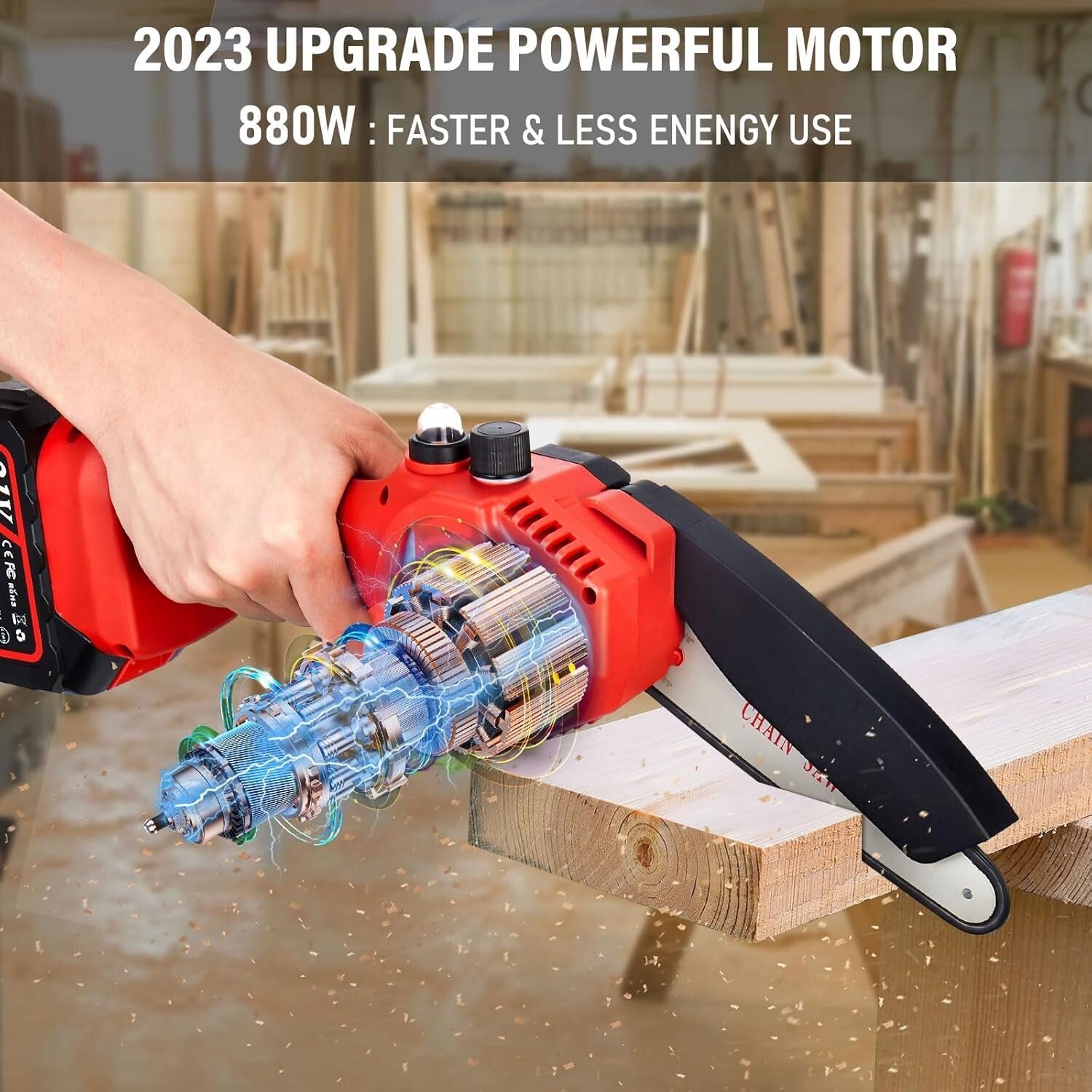 Tietoc 6 Inch Mini Cordless Chainsaw [Suitable for Women] Battery Powered Small