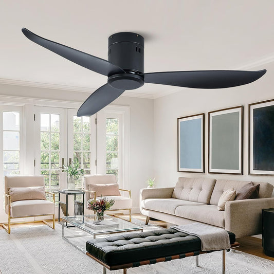 LEEAGLEGRY 52''Ceiling Fan no Light,3 ABS Blade,Reversible Quiet DC Motor,Timed
