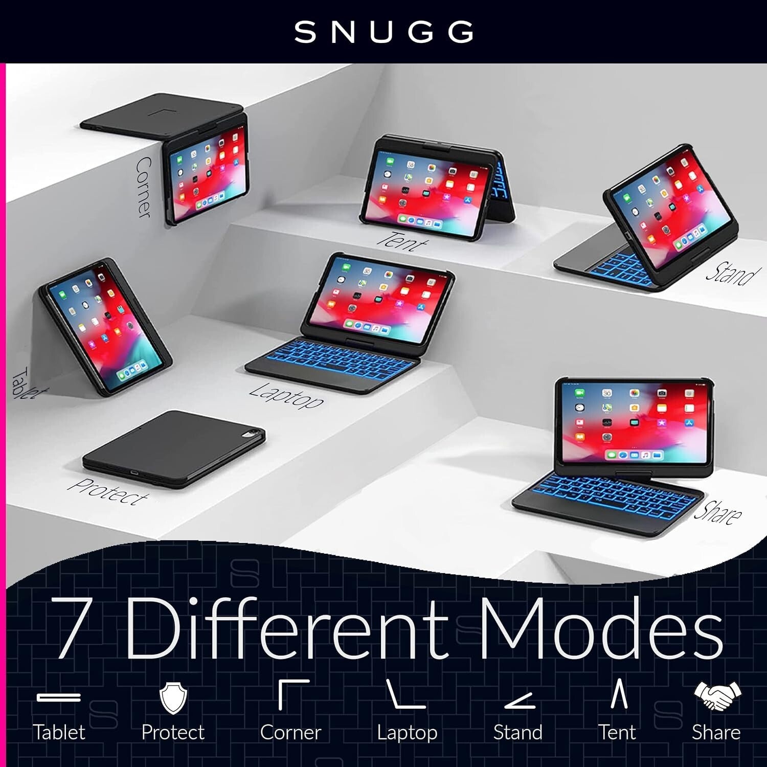 Snugg iPad Pro 11 inch Case with Keyboard, Wireless Backlit Bluetooth iPad 11 Pr