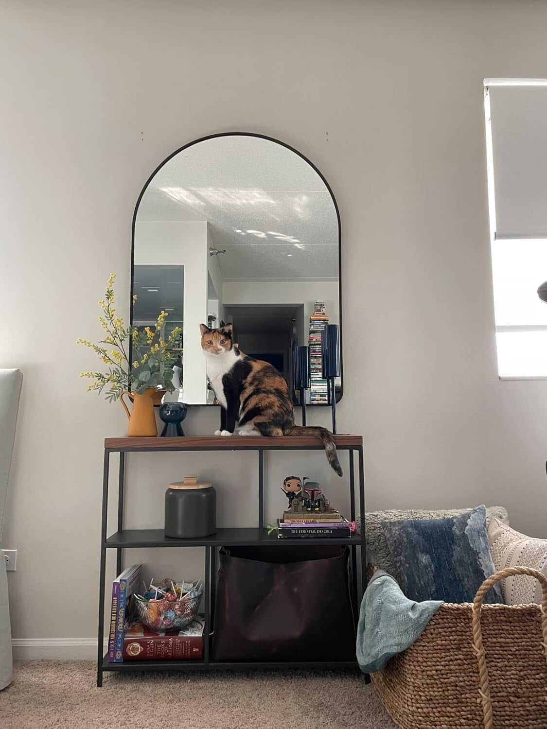 30x40 inch Black Large Arched Mirror for Bathroom Vanity Mirror or Wall Decor