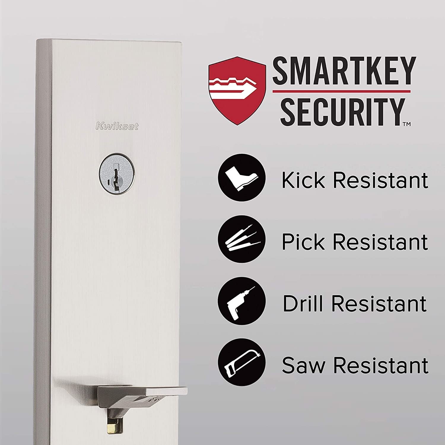 Kwikset Vancouver Low Profile Front Lock Handleset with Microban Satin Nickel