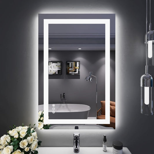 LOAAO 24x36 Inch LED Bathroom Mirror with Lights, Anti-Fog, Dimmable, Backlit